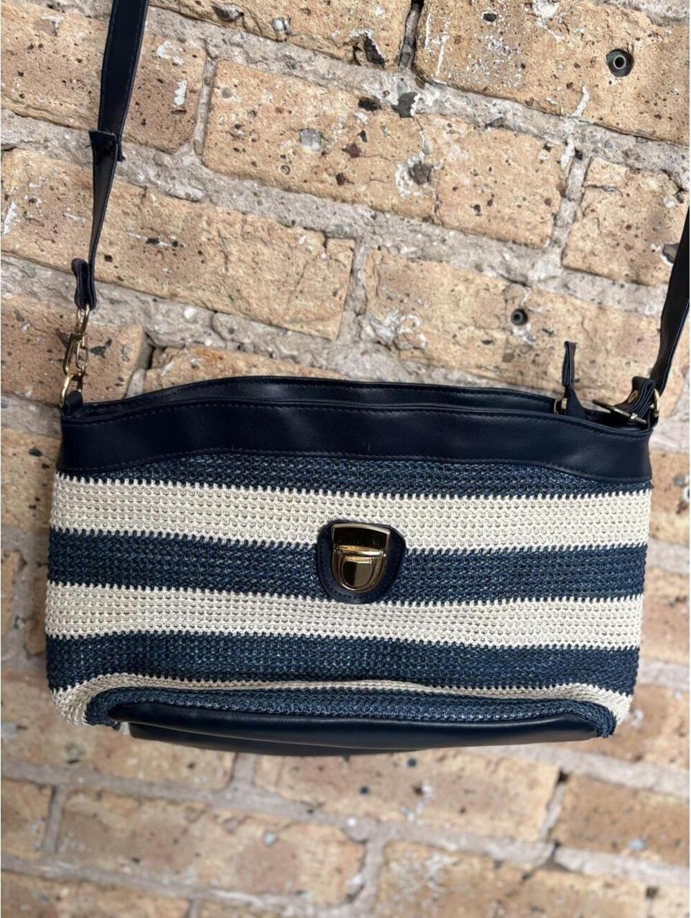 gold coast striped woven crossbody bag
